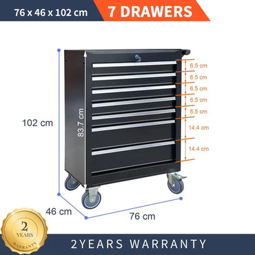 30'' 7-Drawer Roller Cabinet Toolbox With Caster Wheels