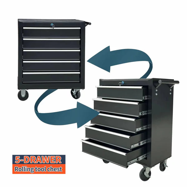 26'' 5-Drawer Roller Cabinet Toolbox With Caster Wheels