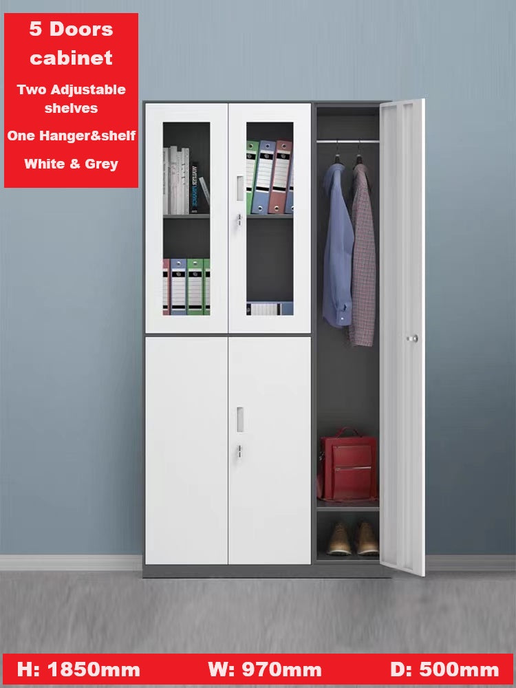 5-DOOR STORAGE CABINET LOCKABLE CUPBOARD