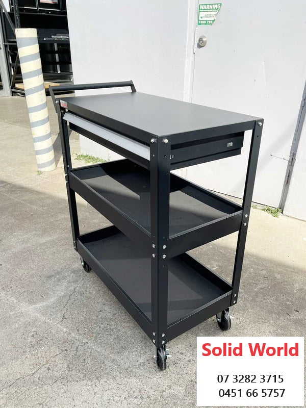 3-TIER HEAVY-DUTY TROLLEY WITH A DRAWER (TIER LOAD: 50KG)