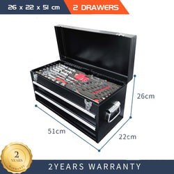 20'' 2-DRAWER CABINET TOOLBOX CHEST W 74PCS AUTO REPAIR TOOL