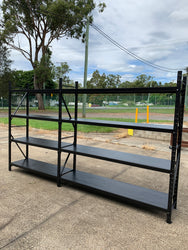 3.5m(W)x2.0m(H)x0.6m(D) 2000kg Connecting Shelving BLACK