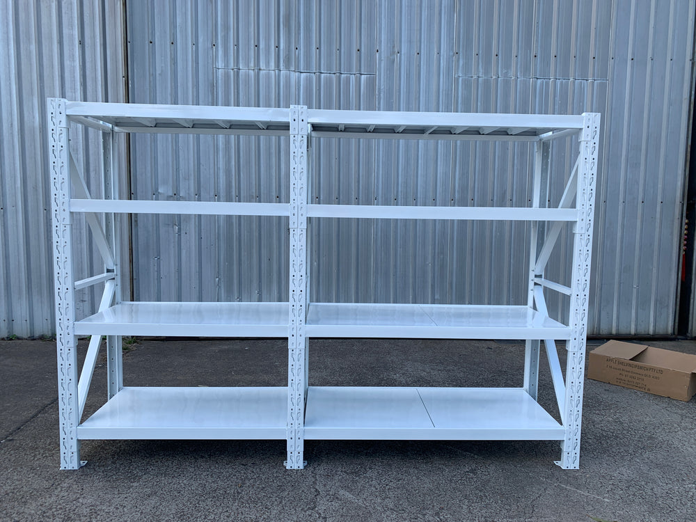 2.7m(W)x1.8m(H)x0.5m(D) 1600kg Connecting Shelving WHITE