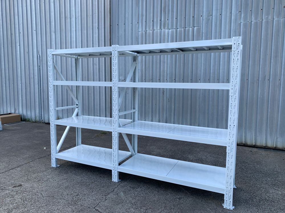 2.7m(W)x1.8m(H)x0.5m(D) 1600kg Connecting Shelving WHITE