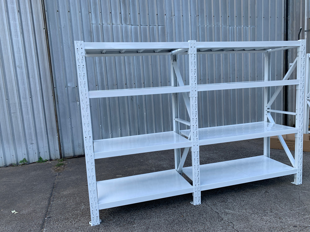 2.7m(W)x1.8m(H)x0.5m(D) 1600kg Connecting Shelving WHITE