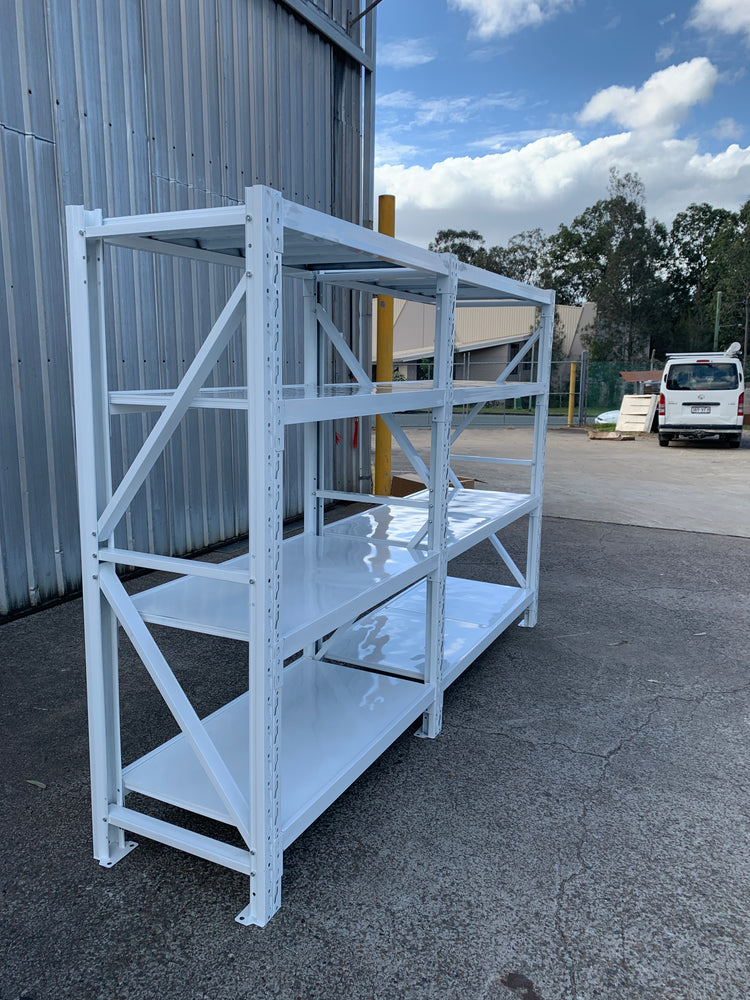 2.7m(W)x1.8m(H)x0.5m(D) 1600kg Connecting Shelving WHITE