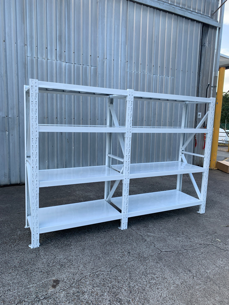 3.2m(W)x2.4m(H)x0.6m(D) 2000kg Connecting Shelving WHITE