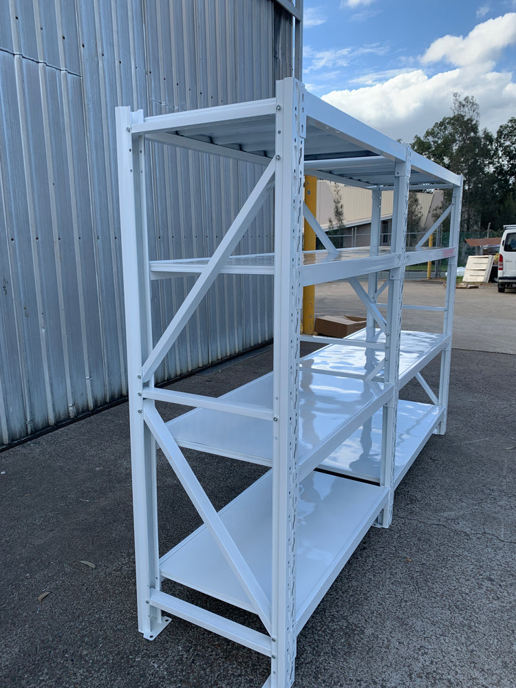 3.5m(W)x2.4m(H)x0.5m(D) 1400kg Connecting Shelving WHITE