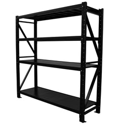 2.0m(W) x 1.8m(H) x 0.5m(D) Metal Shelving 600KG Black