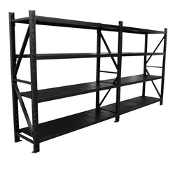 4.5m (W) x 1.8m (H) x 0.5m (D) 2400KG Connecting Shelving BLACK