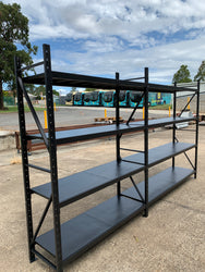 3.5m(W) x 2.4m(H) x 0.6m(D) 3200kg Heavy Duty Connecting Shelving Black