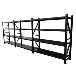 4.5m(W)x2.4m(H)x0.6m(D) 4800kg Heavy Duty Connecting Shelving BLACK