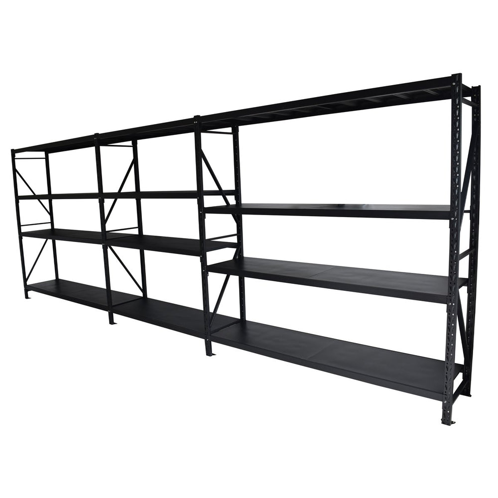 5.5m(W) x 1.8m(H) x 0.6m(D) 4800KG Heavy Duty Connecting Shelving BLACK