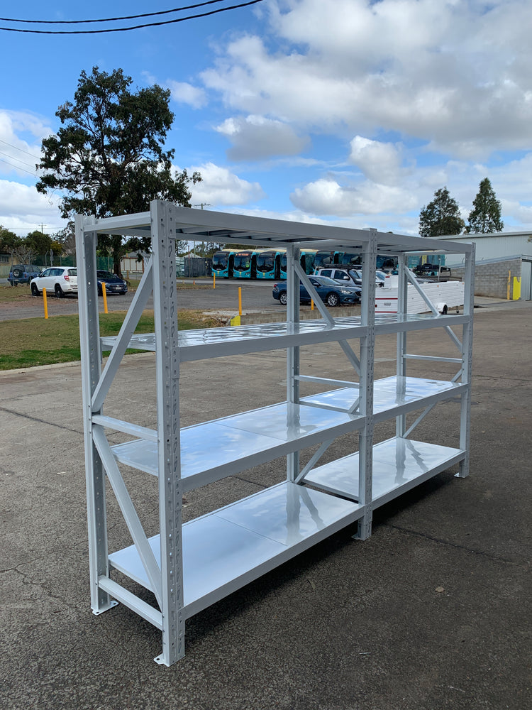 3.0m(W)x1.8m(H)x0.5m(D) 1600kg Connecting Shelving WHITE