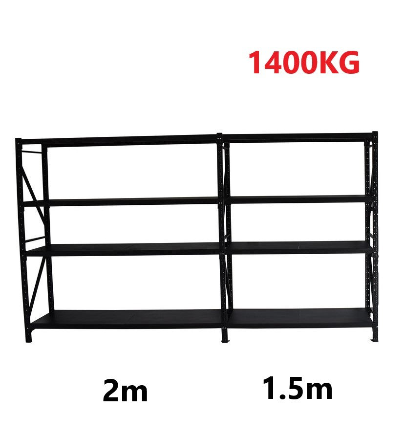 3.5m(W)x1.8m(H)x0.5m(D) 1400kg Connecting Shelving BLACK