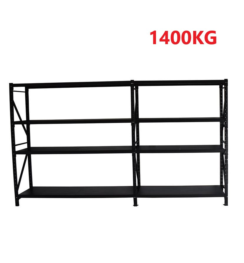 3.2m(W)x2.4m(H)x0.5m(D) 1400kg Connecting Shelving Black