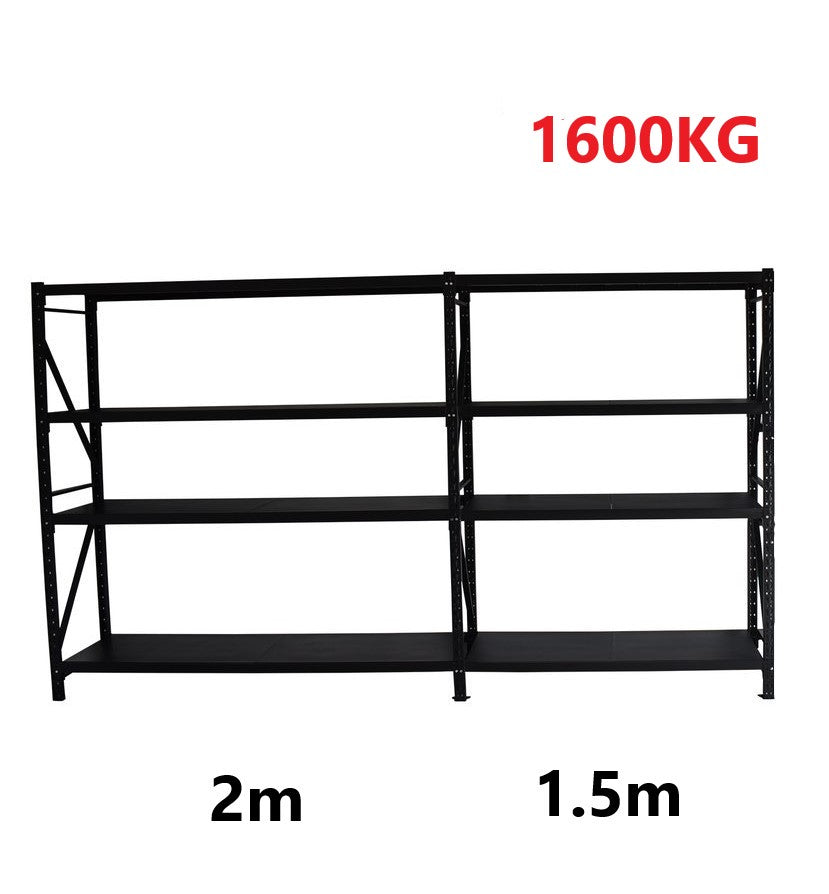 3.5m(W)x2.0m(H)x0.6m(D) 1600kg Connecting Shelving Black