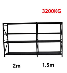 3.5m(W)x2m(H)x0.6m(D) 3200kg Heavy Duty Connecting Shelving Black