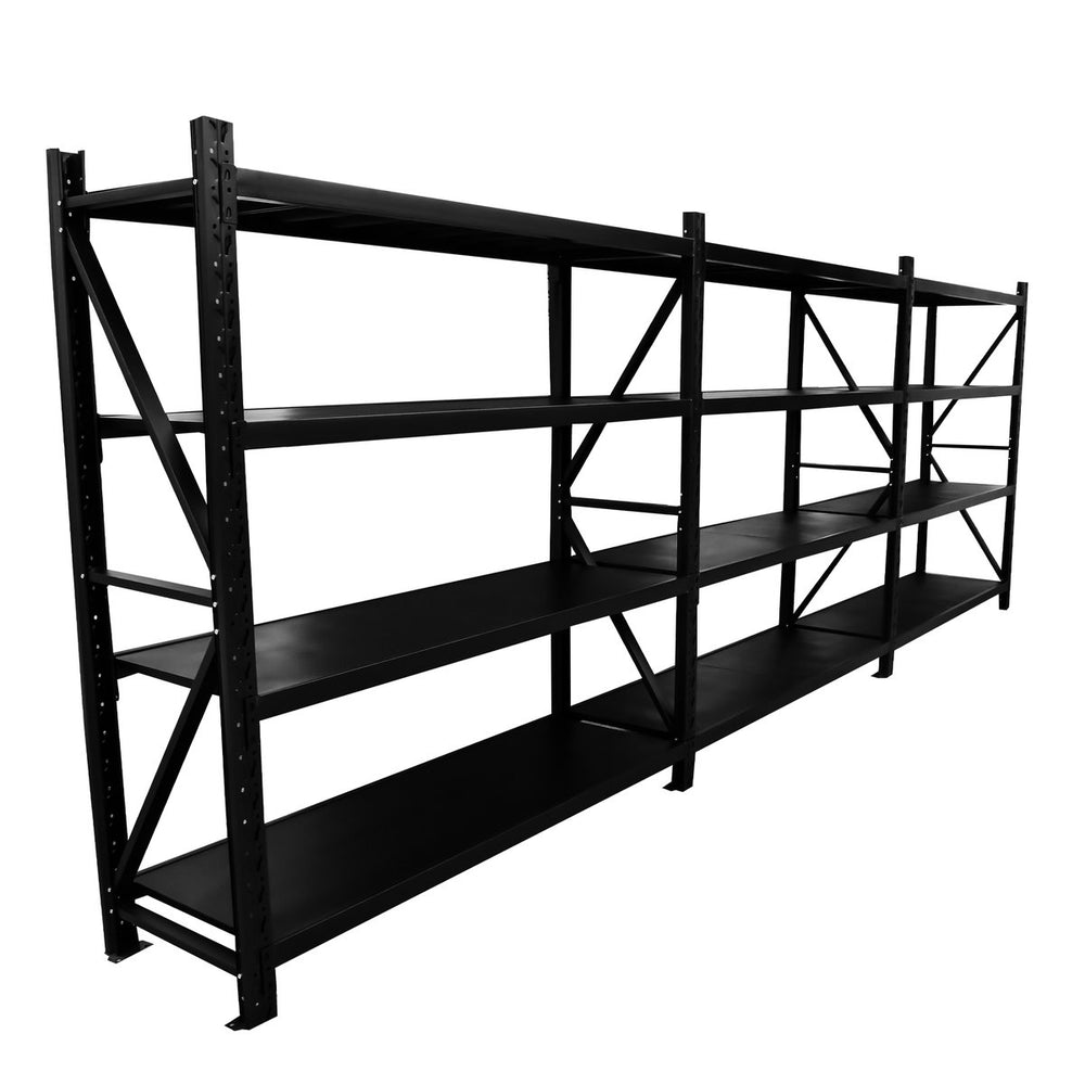 4.5m(W)x2.4m(H)x0.6m(D) 4800kg Heavy Duty Connecting Shelving BLACK