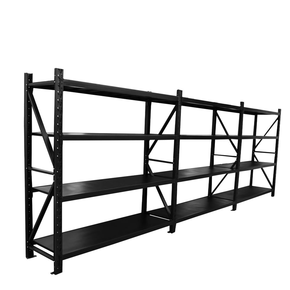 4.5m(W)x2.4m(H)x0.6m(D) 4800kg Heavy Duty Connecting Shelving BLACK