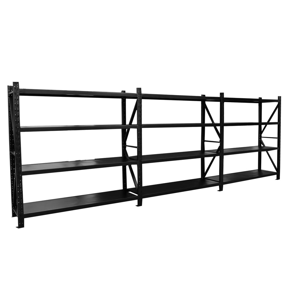 4.5m(W)x2.4m(H)x0.6m(D) 4800kg Heavy Duty Connecting Shelving BLACK