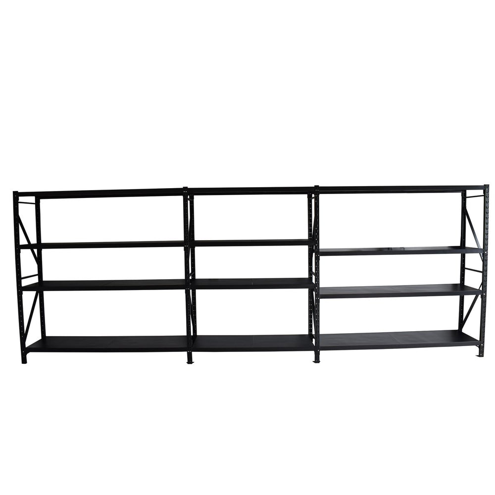 5.5m(W) x 2.4m(H) x 0.6m(D) 4800KG Heavy Duty Connecting Shelving Black