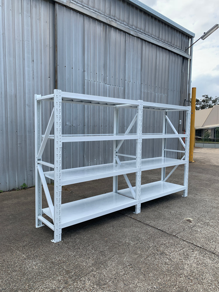 3.0m(W)x2.0m(H)x0.6m(D) 2000kg Connecting Shelving WHITE