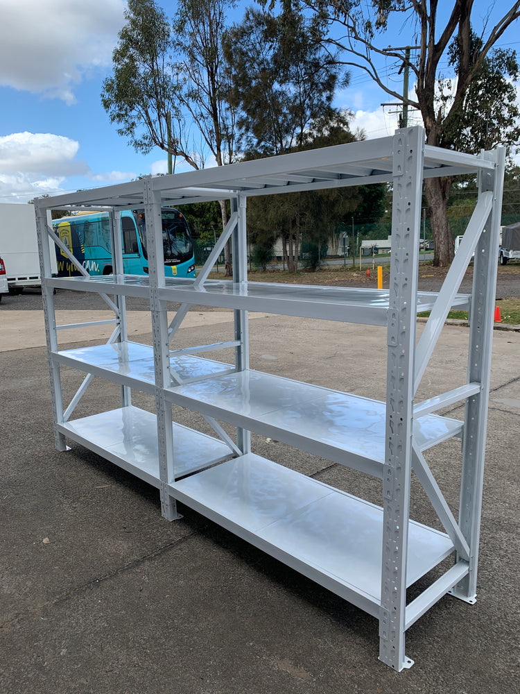 3.0m(W)x1.8m(H)x0.5m(D) 1600kg Connecting Shelving WHITE