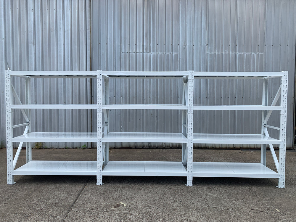 4.5m(W)x2.0m(H)x0.6m(D) 3000kg Connecting Shelving WHITE