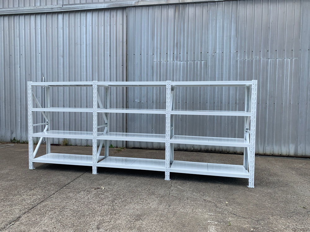 4.5m(W)x2.4m(H)x0.6m(D) 3000kg Connecting Shelving WHITE