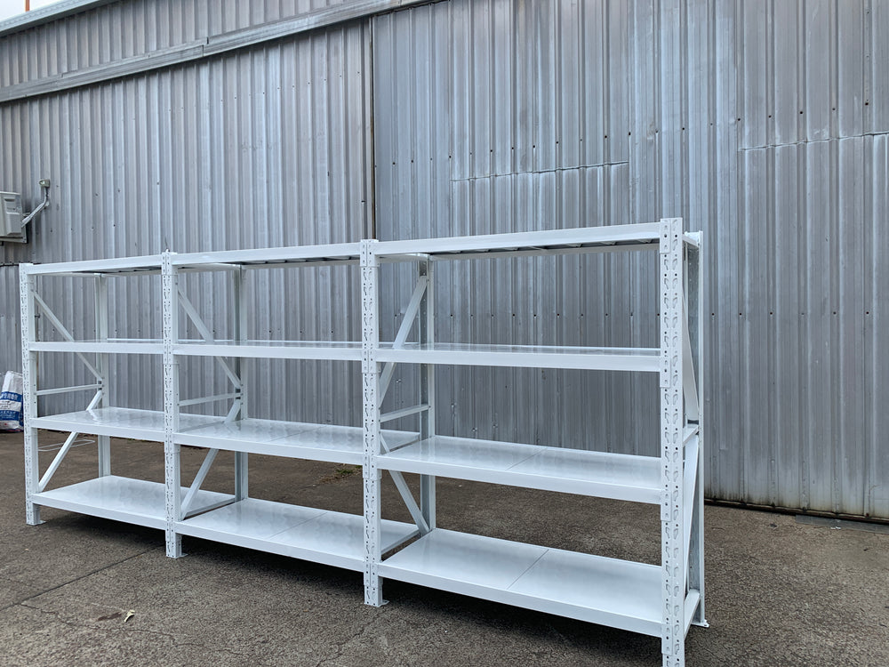 4.5m (W) x 1.8m (H) x 0.5m (D) 2400KG Connecting Shelving WHITE