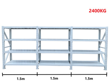 4.5m (W) x 1.8m (H) x 0.5m (D) 2400KG Connecting Shelving WHITE