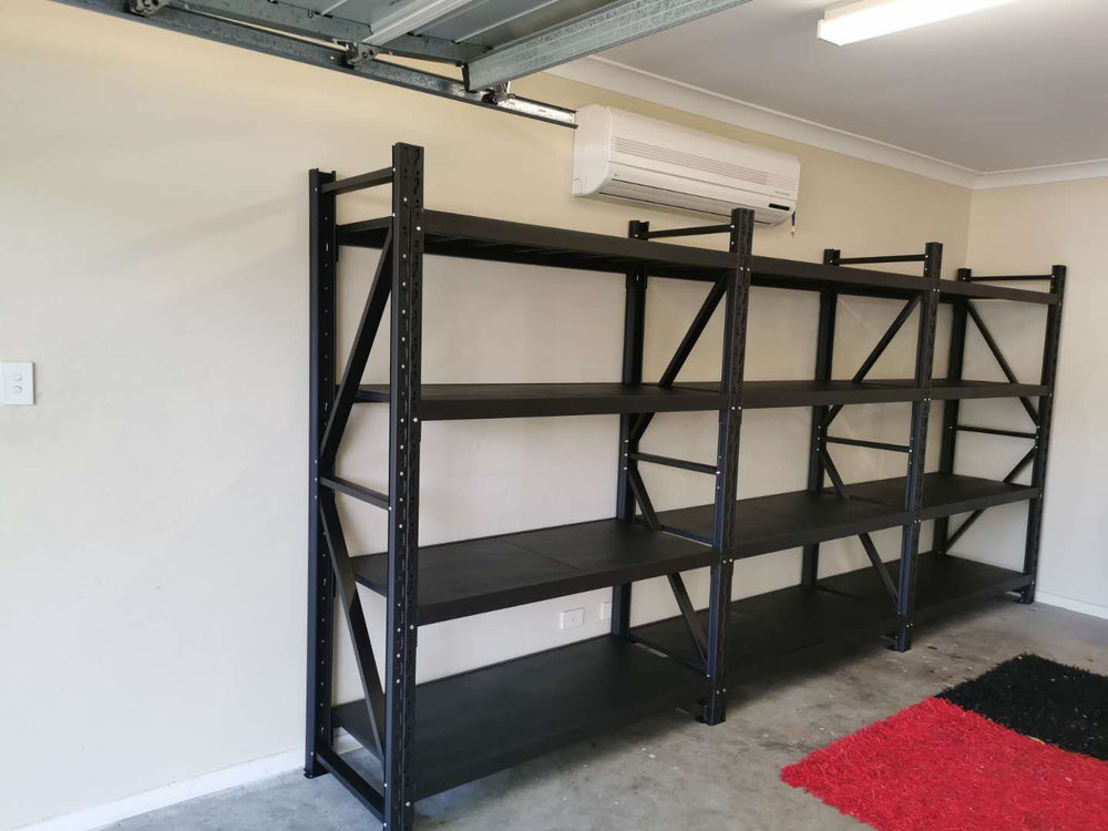 4.5m (W) x 1.8m (H) x 0.5m (D) 2400KG Connecting Shelving BLACK