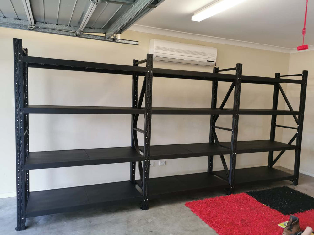 4.5m(W) x 1.8m(H) x 0.6m(D) 4800kg Heavy Duty Connecting Shelving Black