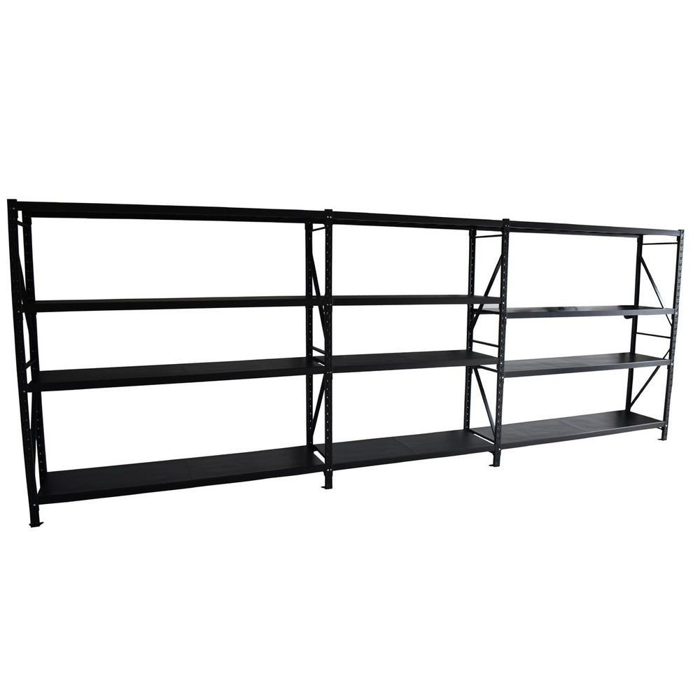 5.5m(W) x 1.8m(H) x 0.6m(D) 4800KG Heavy Duty Connecting Shelving BLACK