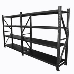 4.0m(W) x 1.8m(H) x 0.6m(D) 3200KG Heavy Duty Connecting Shelving BLACK