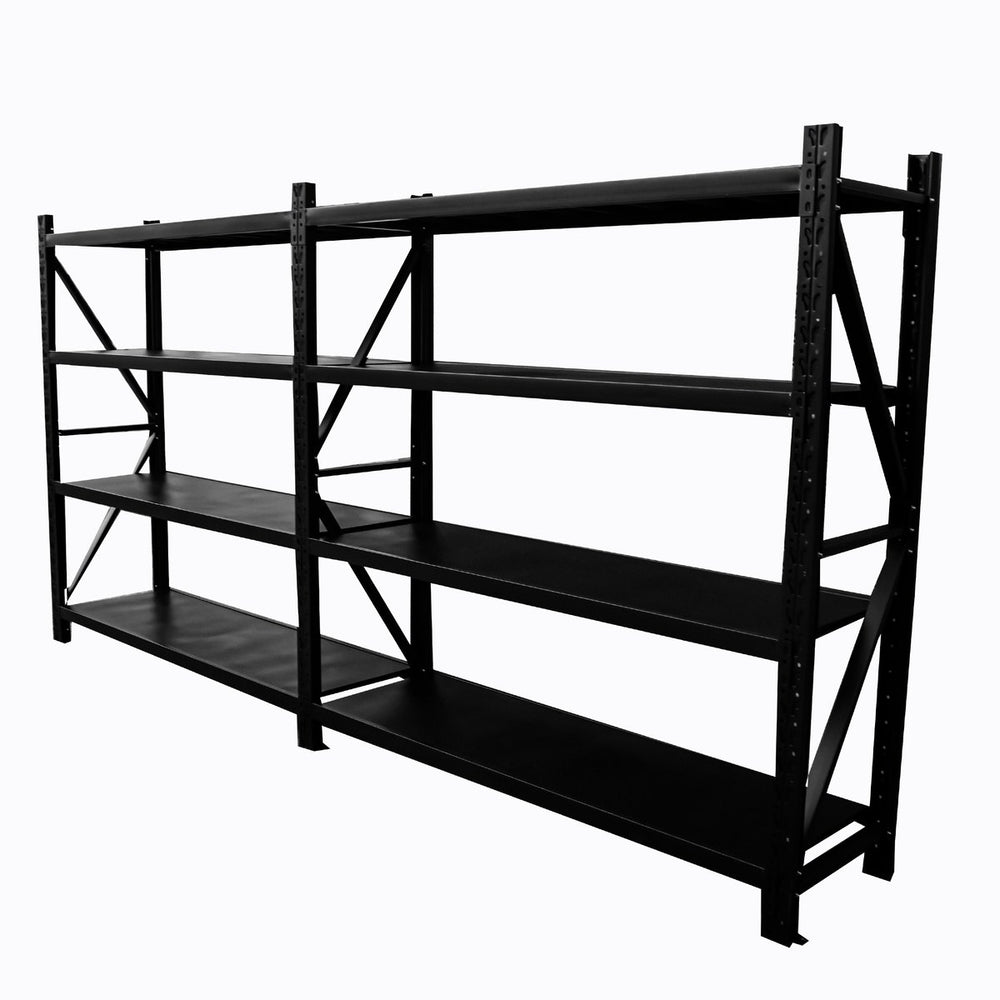 4.0m(W) x 1.8m(H) x 0.6m(D) 1600KG Connecting Shelving Black