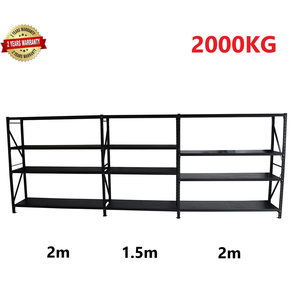 5.5m(W)x1.8m(H)x0.5m(D) 2000KG Connecting Shelving Black