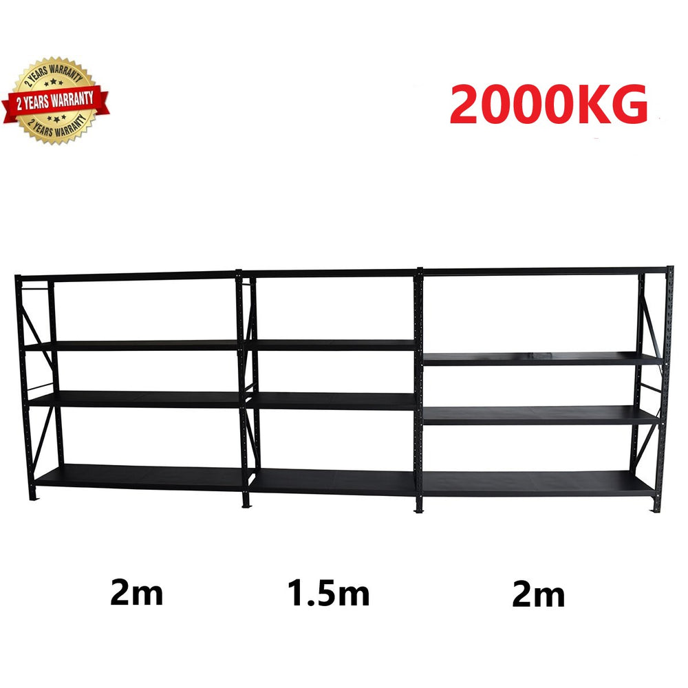 5.5m(W)x1.8m(H)x0.5m(D) 2000KG Connecting Shelving Black