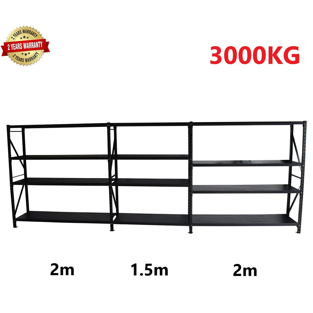 5.5m(W) x 2.4m(H) x 0.6m(D) 3000KG Connecting Shelving Black