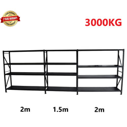 5.5m(W) x 2.4m(H) x 0.6m(D) 3000KG Connecting Shelving Black