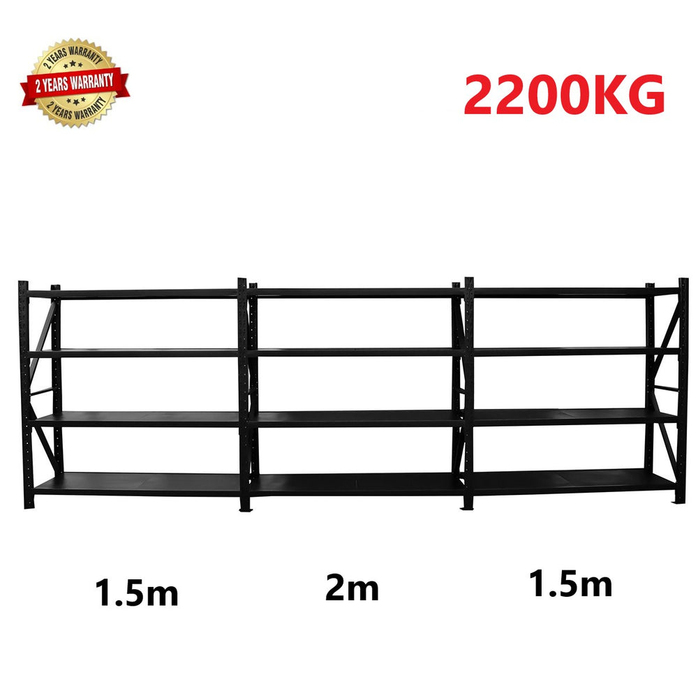 5.0m(W)x1.8m(H)x0.5m(D) 2200kg Connecting Shelving BLACK