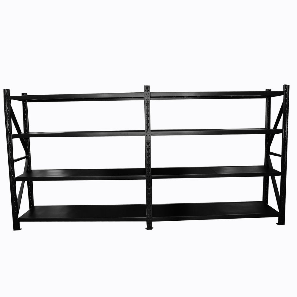 4.0m(W) x 2.4m(H) x 0.6m(D) 3200KG Heavy Duty Connecting Shelving BLACK