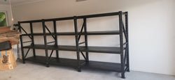 4.5m (W) x 1.8m (H) x 0.5m (D) 2400KG Connecting Shelving BLACK