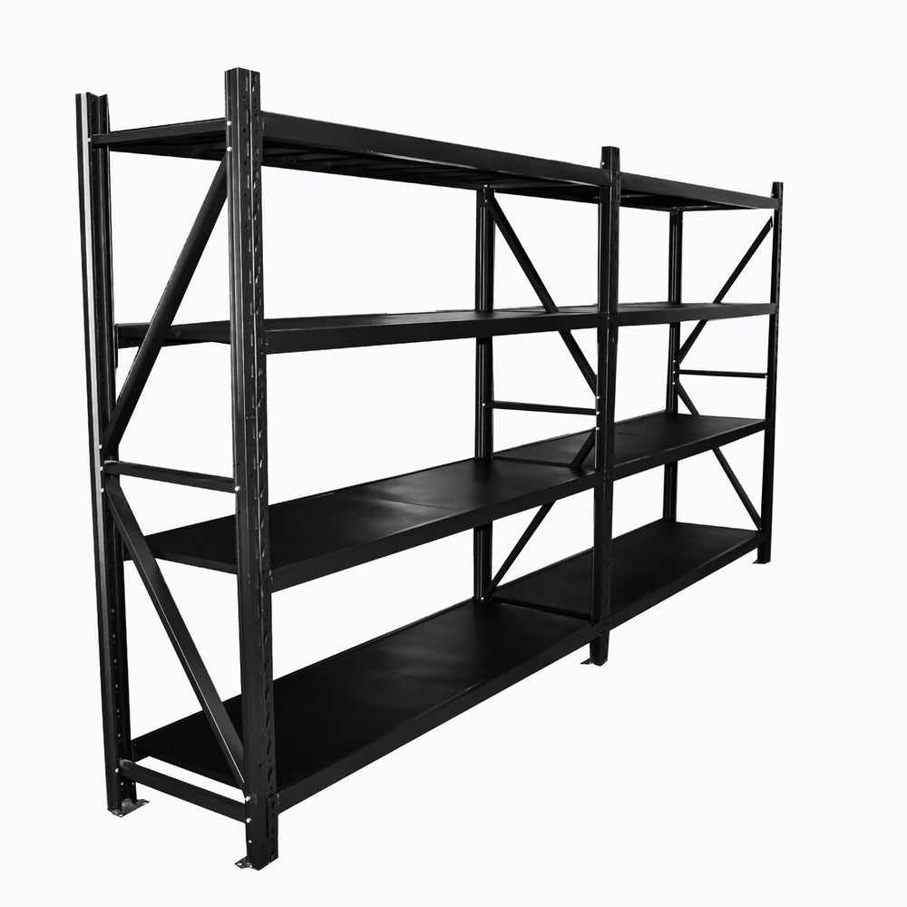 4.0m(W) x 1.8m(H) x 0.6m(D) 3200KG Heavy Duty Connecting Shelving BLACK