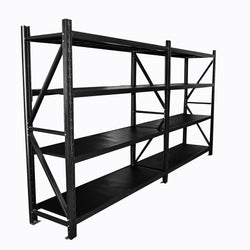 3.0m(W)x2.4m(H)x0.6m(D) 3200kg Heavy Duty Connecting Shelving BLACK