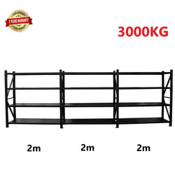 6.0m(W) x 1.8m(H) x 0.6m(D) 3000kg Connecting Shelving Black