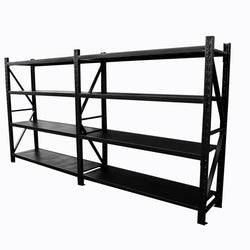 4.0m(W) x 1.8m(H) x 0.6m(D) 3200KG Heavy Duty Connecting Shelving BLACK