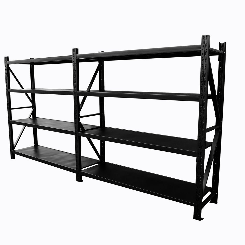 4.0m(W) x 2.4m(H) x 0.6m(D) 3200KG Heavy Duty Connecting Shelving BLACK