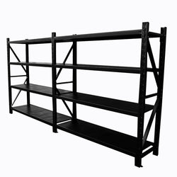 3.0m(W)x1.8m(H)x0.6m(D) 3200kg Heavy Duty Connecting Shelving Black